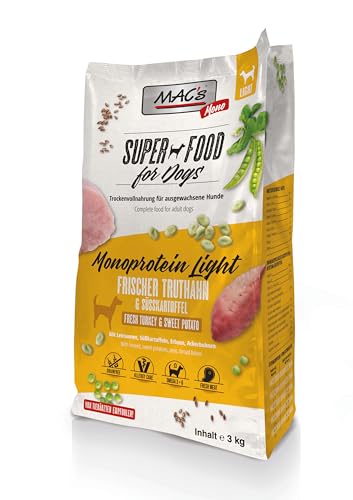 Mac's Dog Trockenfutter für Hunde, Monoprothese, Senior Light Frischer Truthahn und Süßigkeiten (3 kg) von CT-TRONICS