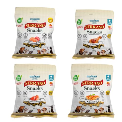 Mediterranean Natural Serrano Snacks für Hunde, 24 x 100 g, Mischung (Meer und Berge) von CT-TRONICS