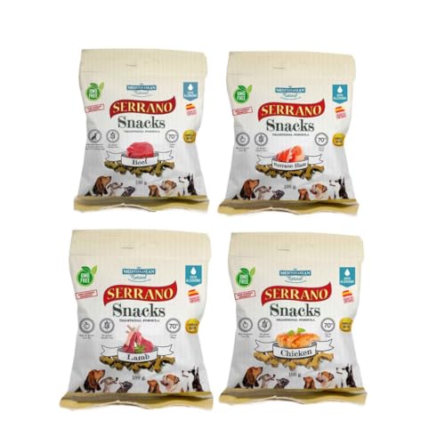 Mediterranean Natural Serrano Snacks für Hunde, 24 x 100 g Mix (Mittelmeer) von CT-TRONICS