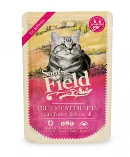 Sam's Field Katzen Nassfutter für Katzen, 24 Beutel x 85 g (Filets Truthahn und Brocoli Kätzchen) von CT-TRONICS