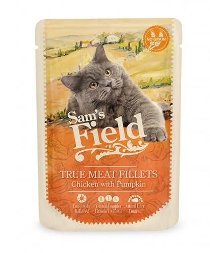 Sam's Field Katzen Nassfutter für Katzen, 24 Beutel x 85 g (Huhn und Kürbis) von CT-TRONICS