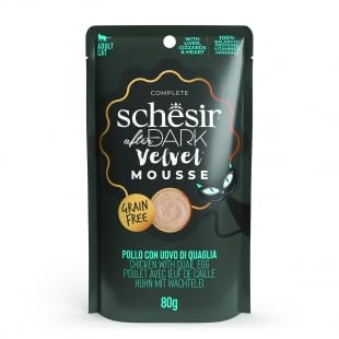 Schesir After Dark Mousse Nassfutter für Katzen, 12 Beutel x 80 g (Huhn mit Waffelei) von CT-TRONICS