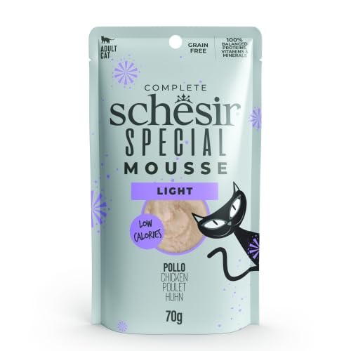 Schesir Special Mousse komplettes und ausgewogenes Nassfutter für anspruchsvolle Katzen, 12 x 70 g (12 x Huhn Light) von CT-TRONICS