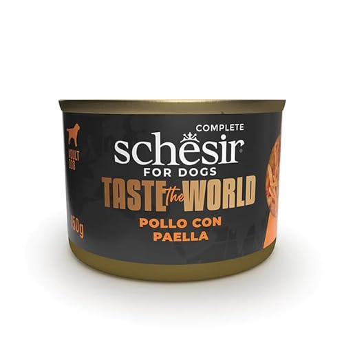 Schesir Taste The World Hund, 8 x 150 g, Nassfutter für Hunde (Hähnchen mit Paella in Brühe) von CT-TRONICS