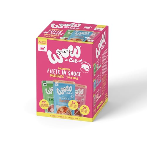 Wow Filets in Sauce für Katzen, komplettes Menü, verschiedene Geschmacksrichtungen, 6 x 85 g, Multipack von CT-TRONICS