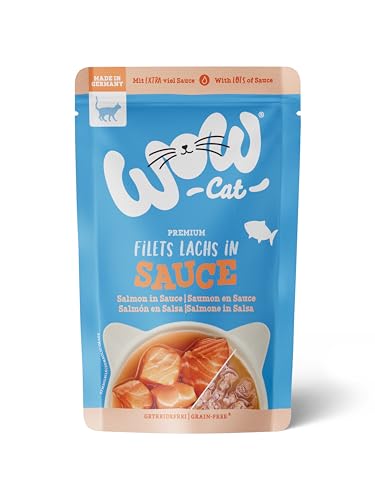 Wow Filets in Sauce für Katzen, komplettes Menü, verschiedene Geschmacksrichtungen, 8 x 85 g, Lachs von CT-TRONICS