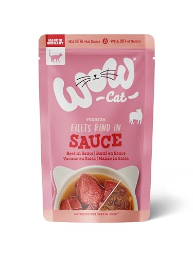 Wow Filets in Sauce für Katzen, komplettes Menü, verschiedene Geschmacksrichtungen, 8 x 85 g, Rindfleisch von CT-TRONICS