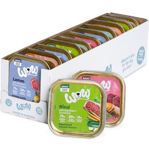 Wow Nassfutter für Hunde, Verschiedene Geschmacksrichtungen, 11 x 150 g | (2 x Lachs, 2 x Lamm, 3 x Rind, 2 x Truthahn, 2 x Hirsch) für Erwachsene von CT-TRONICS