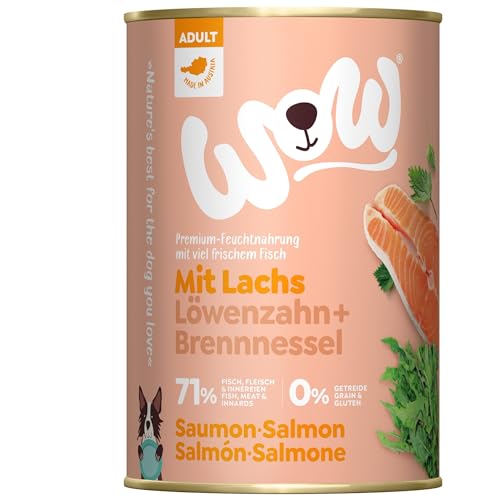 Wow Nassfutter für Hunde, verschiedene Geschmacksrichtungen, 6 x 400 g, (Lachs mit Löwenzahn) von CT-TRONICS