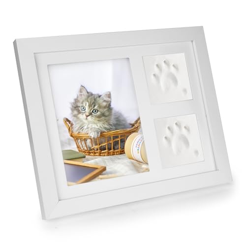 CTDMJ Pfotenabdruck Set Hund Katze, Tier Handabdruck Set Holz Bilderrahmen 3D Bilderrahmen für Hänge- und Tischdekoration, Haustier Gedenk Fotorahmen, 3D Gipsabdruck Set, Heimdekoration, Geschenke CTDMJ Pfotenabdruck Set Hund Katze, Tier Handabdruck Set Holz Bilderrahmen 3D Bilderrahmen für Hänge- und Tischdekoration, Haustier Gedenk Fotorahmen, 3D Gipsabdruck Set, Heimdekoration, Geschenke von CTDMJ