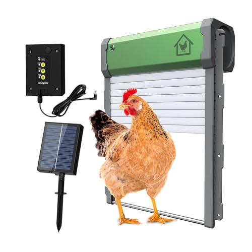 Automatischer Vollaluminium-Stall-Türöffner, Lichtsensor mit Timer, solarbetriebener Stall-Türöffner, wasserdicht und vollständig aus Aluminium, Raubfisch-resistent, Hühnerstalltür für Geflügel von CTDWNT