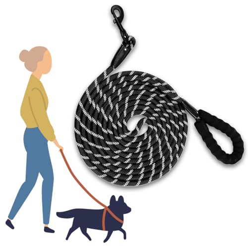 4.5m Hundeleine Aus Nylon, Trainingsleine Hunde, wasserdichte Hundeleine, Robuste Hundeleine Aus Nylon Für Kleine, Mittlere Und Große Hunde(Schwarz) von CTForest