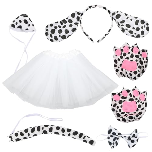 CTIRCHIU Hunde Stirnband Satz mit Welpenohren Tutu Rock und Künstlicher Nase für Kostümpartys Cosplay und Fotoshootings Leicht und Bequem für Hunde und Haustiere von CTIRCHIU