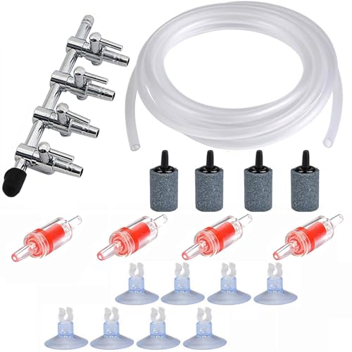 CTRICALVER Aquarium Luftpumpe Zubehör, 4wege-Luftstromregelung Wasserpumpensplitter Verteilerhebeladapter, 5M Luftschlauch, Sauerstoff Stein, Rückschlagventile, Saugnapf-Clips CTRICALVER Aquarium Luftpumpe Zubehör, 4wege-Luftstromregelung Wasserpumpensplitter Verteilerhebeladapter, 5M Luftschlauch, Sauerstoff Stein, Rückschlagventile, Saugnapf-Clips von CTRICALVER