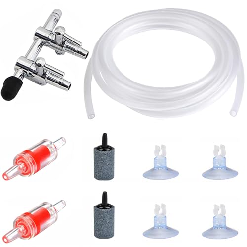 CTRICALVER Aquarium Luftpumpe Zubehör, mit 2wege-Luftstromregelung Wasserpumpensplitter Verteilerhebeladapter, 3M Luftschlauch, Sauerstoff Stein, Rückschlagventile, Saugnapf-Clips CTRICALVER Aquarium Luftpumpe Zubehör, mit 2wege-Luftstromregelung Wasserpumpensplitter Verteilerhebeladapter, 3M Luftschlauch, Sauerstoff Stein, Rückschlagventile, Saugnapf-Clips von CTRICALVER