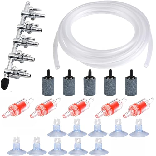 CTRICALVER Aquarium Luftpumpe Zubehör, mit 5wege-Luftstromregelung Wasserpumpensplitter Verteilerhebeladapter, 5M Luftschlauch, Sauerstoff Stein, Rückschlagventile, Saugnapf-Clips CTRICALVER Aquarium Luftpumpe Zubehör, mit 5wege-Luftstromregelung Wasserpumpensplitter Verteilerhebeladapter, 5M Luftschlauch, Sauerstoff Stein, Rückschlagventile, Saugnapf-Clips von CTRICALVER
