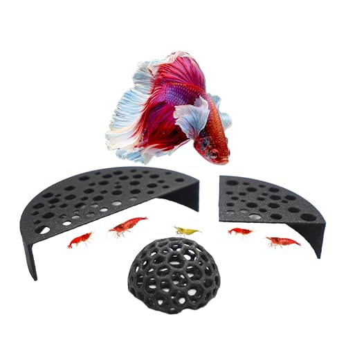 CTWPets Garnelen-Zuchtschutz-Set, 3er-Pack Bündel mit Versteckkuppel, Halbschutz, Zuchtschutz (Schwarz) von CTWPets