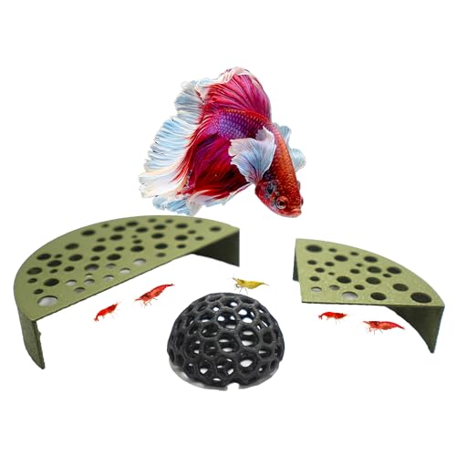 CTWPets Garnelen-Zuchtschutz-Set, 3er-Pack Bündel mit Versteckkuppel, Halbschutz, Zuchtschutz (Waldgrün) von CTWPets
