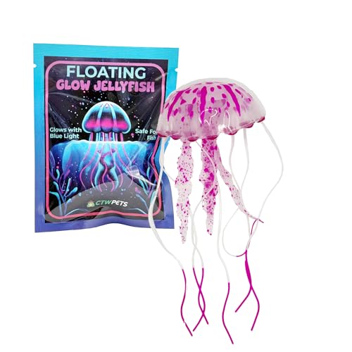 CTWPets Leuchtende Schwarzlichtquallen Aquarium Dekoration, schwimmende Süßwasserdekoration (Lila) von CTWPets