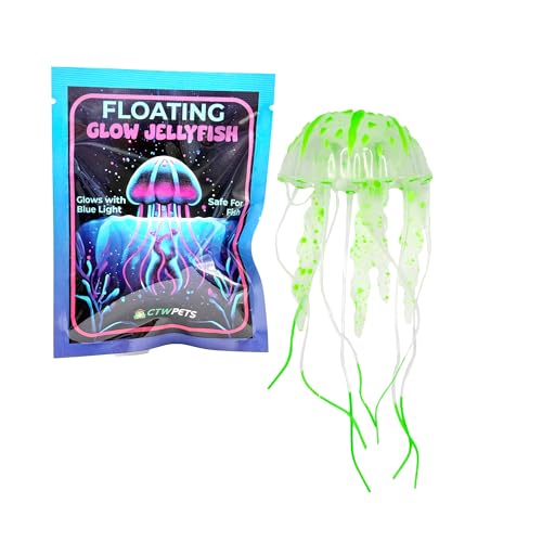 CTWPets Leuchtende Schwarzlichtquallen Aquarium Dekoration, schwimmende Süßwasserdekoration (grün) von CTWPets