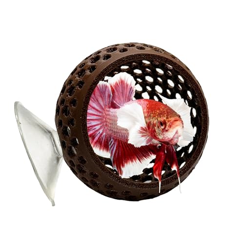 CTWPets Natürliches Betta-Zwiebelversteck, Betta-Ruhe, Aquarium-Höhle mit Saugnapf für kleines Aquarium, Betta-Lebensraum, Garnelenversteck (dunkelbraun) von CTWPets