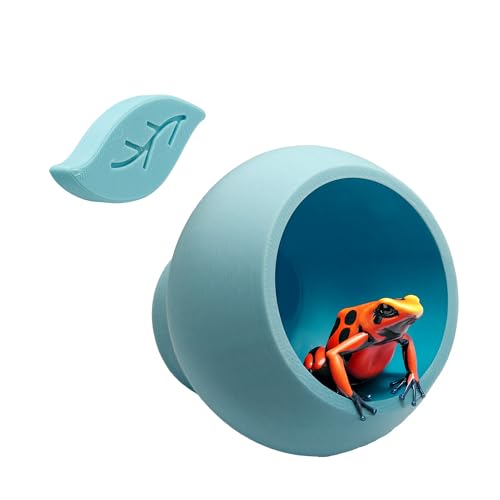 Magnetisches Laubkapselversteck, Glasbefestigung, Unterschlupf für Frösche und Reptilien (Cotton Candy Blue, einzeln) von CTWPets