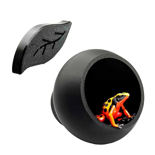Magnetisches Laubkapselversteck, Glasbefestigung, Unterschlupf für Frösche und Reptilien (schwarz, einzeln) von CTWPets