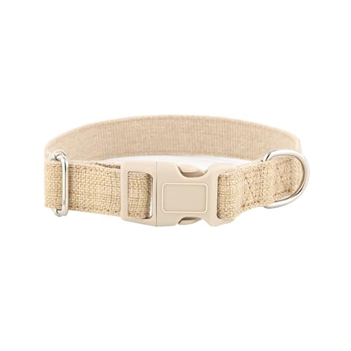 Hundehalsband aus Baumwollhanf mit D-Ring aus Edelstahl, verstellbares Haustierhalsband mit Sicherheitsschnalle für kleine, mittelgroße und große Hunde, 5 Farboptionen (Beige, XL) von CUANGSJG