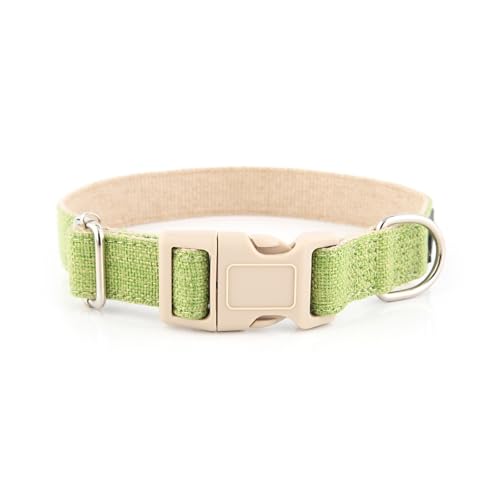 Hundehalsband aus Baumwollhanf mit D-Ring aus Edelstahl, verstellbares Haustierhalsband mit Sicherheitsschnalle für kleine, mittelgroße und große Hunde, 5 Farboptionen (Grün, M) von CUANGSJG