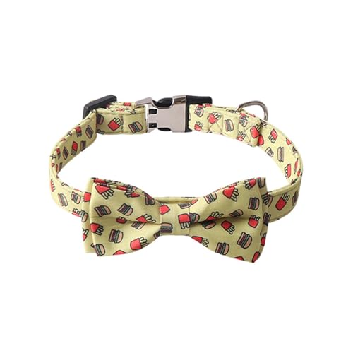 Hundehalsband mit Gravur, Blumendesign, verstellbar, personalisierbar, mit Namensschild, weiches Nylonhalsband (Gelb, S) von CUANGSJG