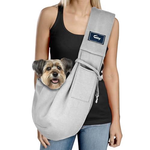 Cuby Haustier-Trageschlinge, wendbar, für freie Hände, angenehm weich, mit beidseitigen Taschen, für kleine Hunde, Welpen, Katzen, Kaninchen von CUBY
