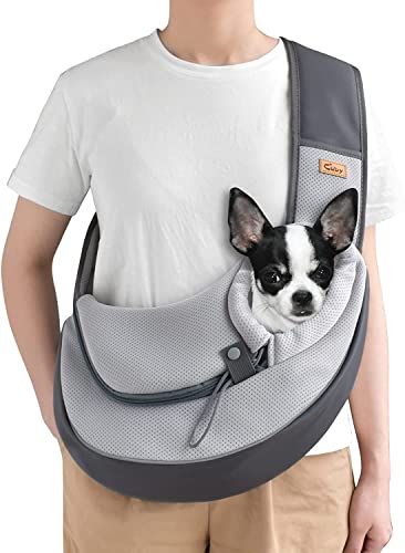 CUBY Hundetragetasche, Tragetücher Hunde, freihändiges atmungsaktives Mesh verstellbar für kleine Hunde und Katzen (S, Hellgrau) von CUBY