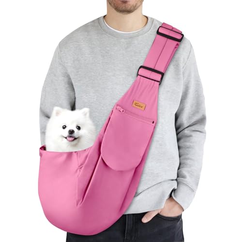 CUBY Tragetasche für Welpen, Hunde, Tragetasche für kleine und mittelgroße Hunde, freihändige Tragetasche, Katzentragetasche, bequem, breiter Schultergurt, doppelseitige Tasche, Schulter von CUBY