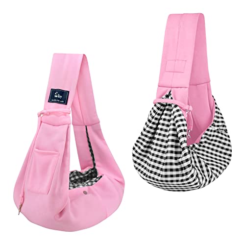 CUBY Hundetragetasche für Hunde und Katzen, wendbar, für Haustiere, verstellbare Größe, weiche Tasche und Tragetasche, geeignet für Welpen, kleine Hunde und Katzen, Classic Pink von CUBY