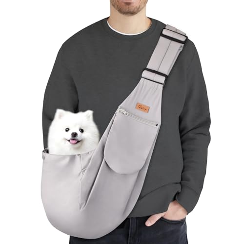CUBY Tragetasche für Welpen, verstellbarer Clip, für kleine und mittelgroße Hunde, freihändige Katzentragetasche, atmungsaktiv, doppelseitig, mit Sicherheitsgurt-Reißverschlusstasche unter 6 kg von CUBY