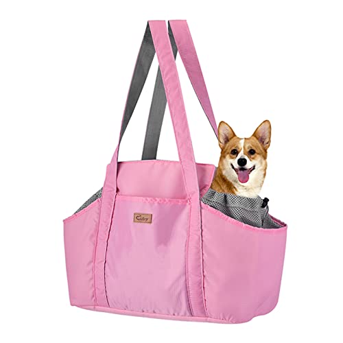 Cuby Hunde-Geldbörsen-Tragetasche für kleine Hunde mit Tasche und Sicherheitsgurt, weiche Seiten, kleine Hundetragetasche für kleine mittelgroße Haustiere, Katze, Outdoor-Einkaufstasche (Rosa) von CUBY