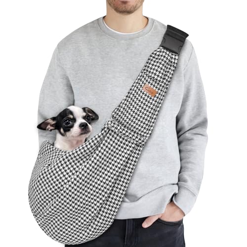 CUBY Hundetragetasche für kleine Hunde, freihändig, wendbar, atmungsaktiv, Baumwolle, sichere Reisetasche, Tragetasche für Hund, Katze, Welpen, Haustier (Schwarz und Weiß) von CUBY