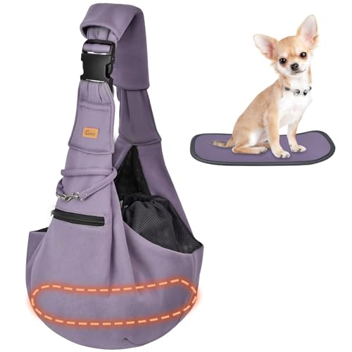 Cuby Hundetragetasche, Tragerucksack für kleine Hunde, freihändig verwendbar, atmungsaktiv, Baumwolle, sichere Reisetragetasche, Tragetaschen für Hunde, Katzen, Welpen, Haustier (lila) von CUBY