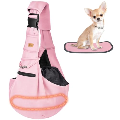 Cuby Hundetragetuch für kleine Hunde, freihändig verwendbar, atmungsaktiv, Baumwolle, sichere Reisetragetasche, Tragetaschen für Hunde, Katzen, Welpen, Haustier (Nude Pink) von CUBY