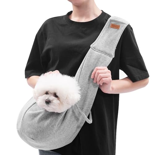 Cuby Kleine Hundetrage / Katzentrage mit verstellbarem Riemen, für Haustiere, Welpen, Reisetasche, Rucksack für Männer und Mädchen (grau verstellbar) von CUBY