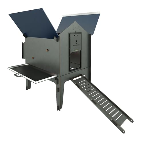 Geflügeltes Hühnerstall für 12 Hühner mit abnehmbarer Schublade Polly Classic Lift 2XL grau von CUCCIOLOTTA