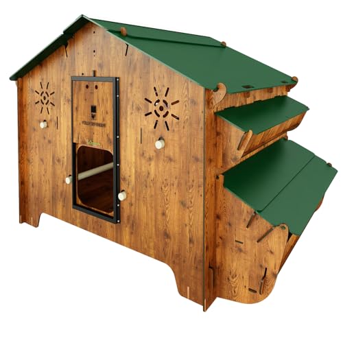 Hühnerstall für 15 Hühner mit integrierter Futterstation innen/außen aus HPL POLLY FARM EVOLUTION 3XL Laminat von CUCCIOLOTTA