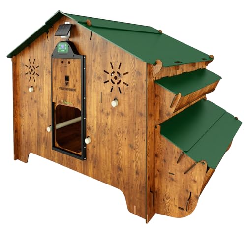Hühnerstall für 12/15 Hühner mit integriertem Futterspender innen / außen, automatischer Türöffner inklusive POLLY FARM EVOLUTION 3XL mit 3 Nestern aus dem Boden von 40 cm von CUCCIOLOTTA