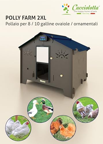Hühnerstall für 10/15 Legehennen mit 2 erhöhten Nestern und 4 Sitzstangen POLLY FARM 2XL GREY/BLUE Made in Italy von CUCCIOLOTTA