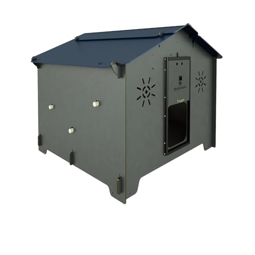 Hühnerstall für 8 bis 10 Legehennen Polly Chalet L GREY mit 2 Sitzstangen 2 Nestplätzen außen sichere Tür Anti-Raubtier (manuell) Anti-Milben rot (Made in Italy) von CUCCIOLOTTA
