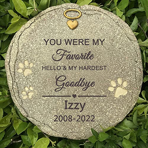 CUDMORERBE Gravierter Haustier-Gedenkstein für den Garten, personalisierter Haustier, Grabstein, Gartenstein mit Trauergedicht "You Were My Favorite Hello & My Hardest Goodbye CUDMORERBE Gravierter Haustier-Gedenkstein für den Garten, personalisierter Haustier, Grabstein, Gartenstein mit Trauergedicht "You Were My Favorite Hello & My Hardest Goodbye von CUDMORERBE