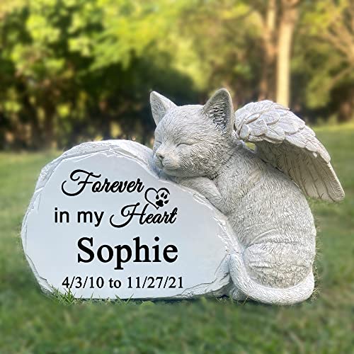 CUDMORERBE Personalisierte Haustier Katze Gedenkstein Mit Einer Schlafenden Katze Engel Statue, Katze Grab Markierungen, Katze Grabstein Grabstein Für immer in Meinen Herzen CUDMORERBE Personalisierte Haustier Katze Gedenkstein Mit Einer Schlafenden Katze Engel Statue, Katze Grab Markierungen, Katze Grabstein Grabstein Für immer in Meinen Herzen von Ewbob