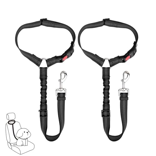 2 PCS Hundegurt fürs Auto, 2-in-1 Kopfstützen-Rückhalte Anschnallgurt Hund Auto mit Universalschnalle und Einstellbarem, reflektierendem Gummiband zum Aufhängen von Sicherheitsgurten an Kopfstützen 2 PCS Hundegurt fürs Auto, 2-in-1 Kopfstützen-Rückhalte Anschnallgurt Hund Auto mit Universalschnalle und Einstellbarem, reflektierendem Gummiband zum Aufhängen von Sicherheitsgurten an Kopfstützen von CUEMOON