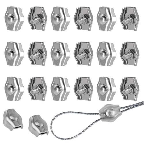 CUEMOON 20 Stück M3 Drahtseilklemmen, Drahtseilklemme aus Edelstahl 304 für Drahtseile für Drahtseile 3 mm Garten, Kabel CUEMOON 20 Stück M3 Drahtseilklemmen, Drahtseilklemme aus Edelstahl 304 für Drahtseile für Drahtseile 3 mm Garten, Kabel von CUEMOON