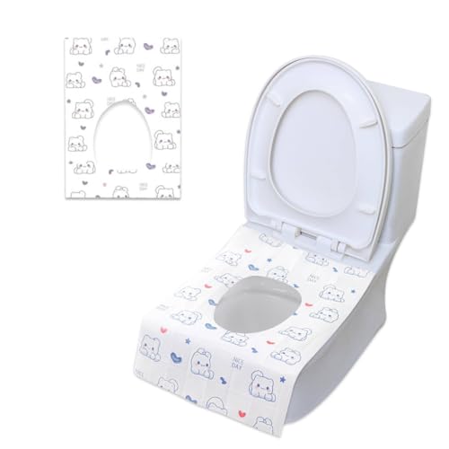 CUEMOON 30 Stück WC-Sitze, antibakterieller Einweg-WC-Sitzbezug, Kissen mit bedrucktem Muster für WC-Sitzbezüge für öffentliche und häusliche Toiletten von CUEMOON
